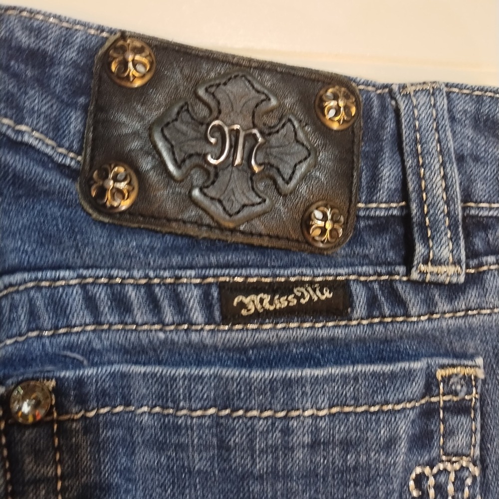 Miss Me Skinny Jeans Womens 28 Dark Wash Low Rise Embellished Y2K Western Denim - Picture 6 of 15